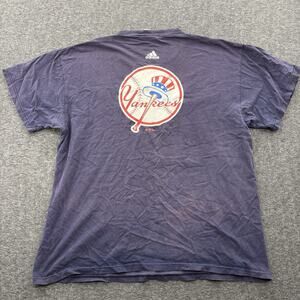 VTG New York Yankees Shirt Mens Extra Large Blue adidas Y2K made USA Spellout